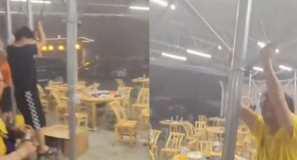 VIDEO: Pese al esfuerzo, vientos arrasan no solo con el restaurante, sino también con los empleados
