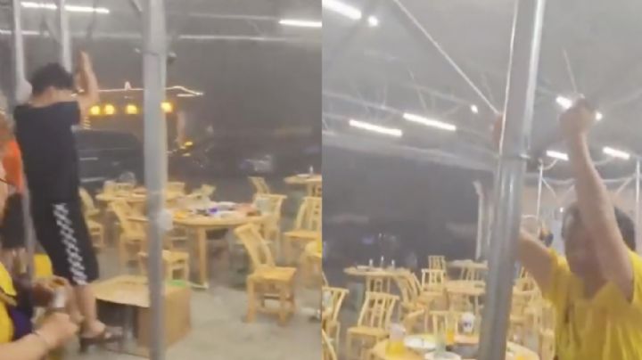 VIDEO: Pese al esfuerzo, vientos arrasan no solo con el restaurante, sino también con los empleados