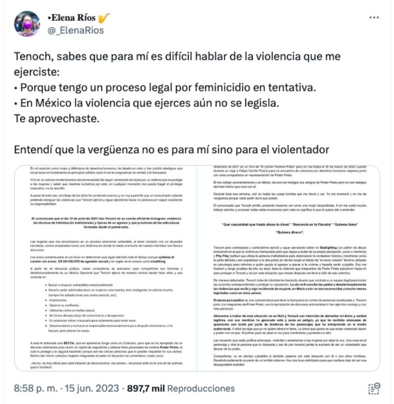 Tuit María Elena Ríos 