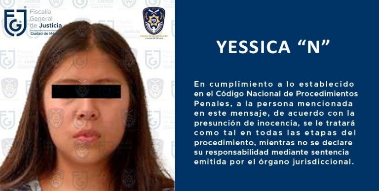 Detienen a Yessica por el delito de feminicidio. Foto: Twitter