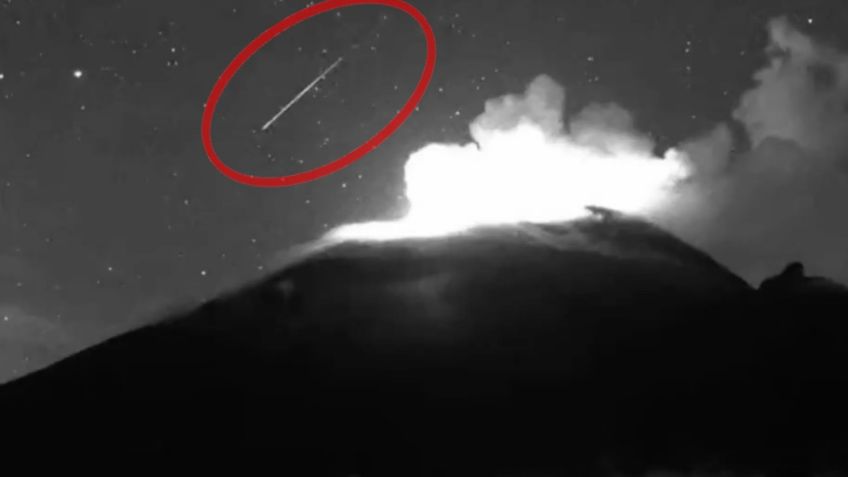 Pide un deseo: Captan explosión del Popocatépetl y el paso de una estrella fugaz al mismo tiempo