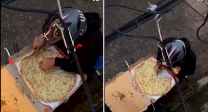 VIDEO: En plena vía pública, repartidor hace lo impensable con la pizza que tenía que entregar