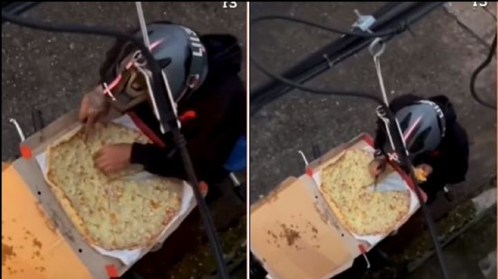 VIDEO: En plena vía pública, repartidor hace lo impensable con la pizza que tenía que entregar