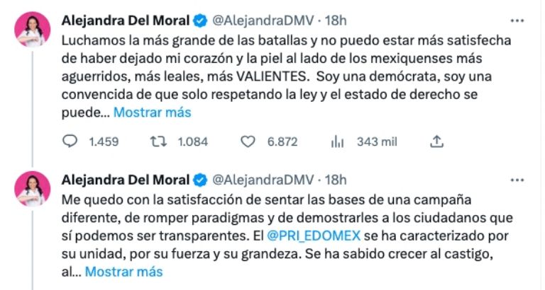 Tuit Alejandra del Moral 