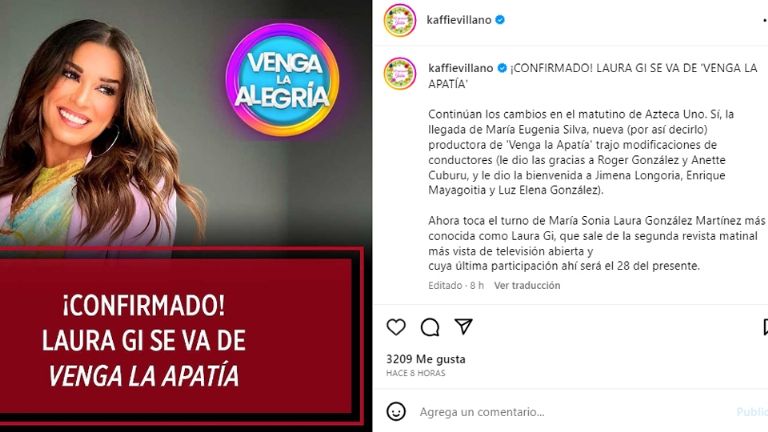 Kaffie confirma que Laura G deja VLA