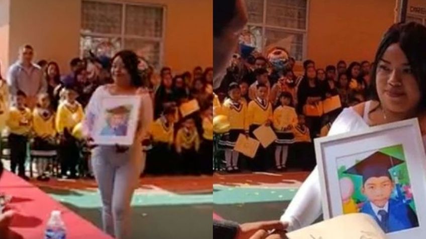 VIDEO: Madre mexicana lleva foto de su hijo fallecido a su graduación de kínder y esto pasa