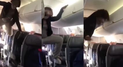 (VIDEO) Espeluznante: Pasajera de un avión comienza a brincar entre los asientos; ¿estaba poseída?
