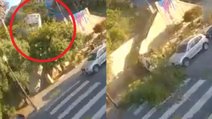 FUERTE VIDEO: Sujetos roban auto en EU y tras emprender la huida, salen volando por una colina