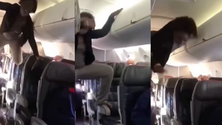 (VIDEO) Espeluznante: Pasajera de un avión comienza a brincar entre los asientos; ¿estaba poseída?