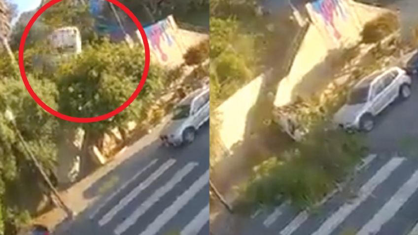 FUERTE VIDEO: Sujetos roban auto en EU y tras emprender la huida, salen volando por una colina