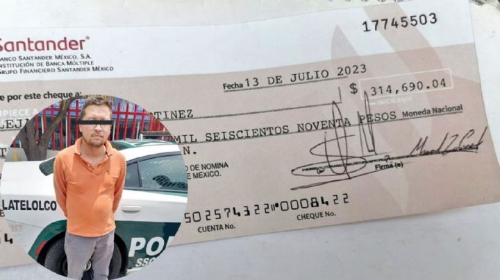 Increíble: Sujeto intenta cobrar cheque falso por 300 mil pesos en la CDMX; policías lo detienen