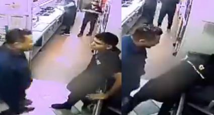 FUERTE VIDEO: Cliente da brutal golpiza a empleado de un restaurante de comida rápida por esta razón