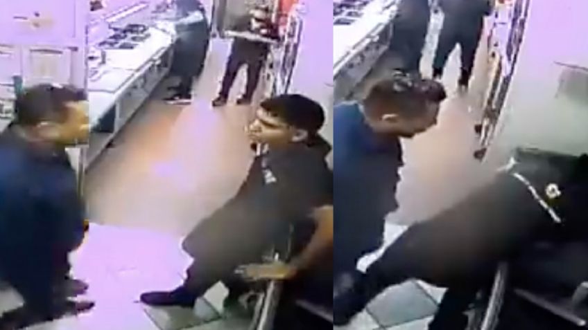FUERTE VIDEO: Cliente da brutal golpiza a empleado de un restaurante de comida rápida por esta razón