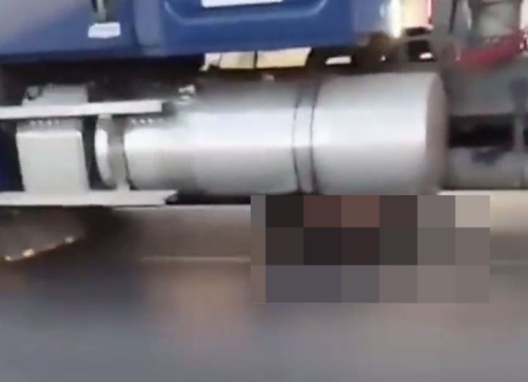 Ladrón arrastrado por tráiler