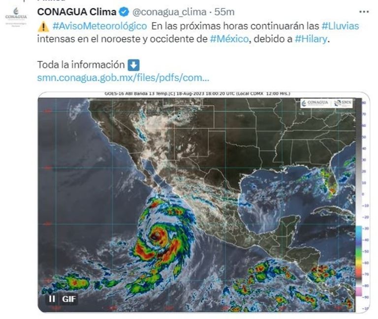 Continuarán las lluvias por Hilary