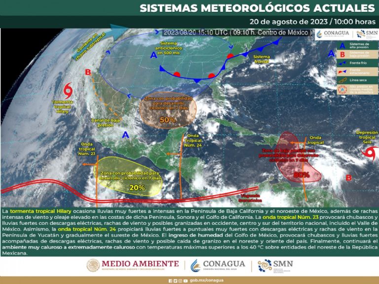 Huracán 'Hilary' afectará Norte de México. Foto: Conagua