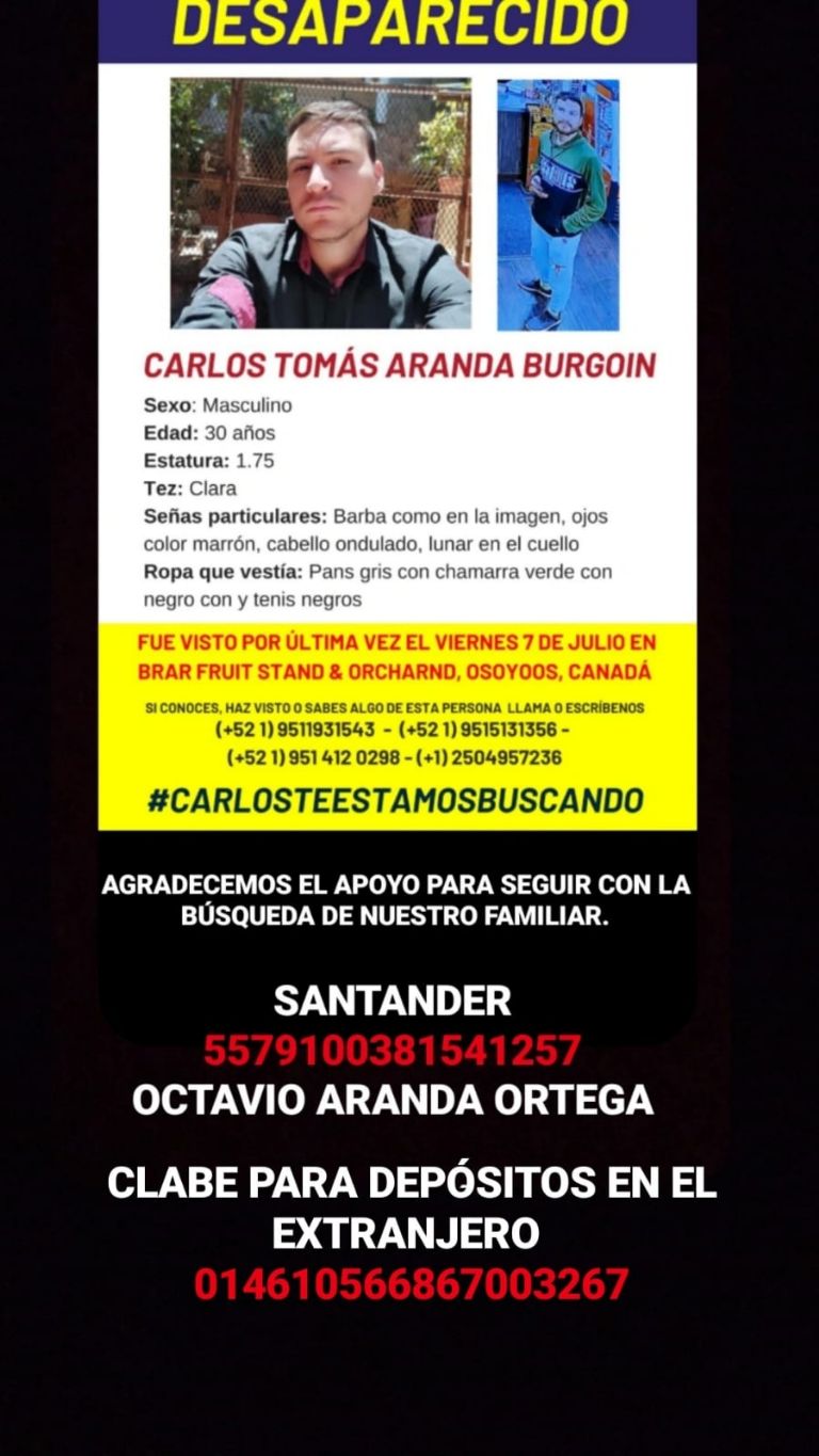 Desaparición de Carlos Aranda en Canadá