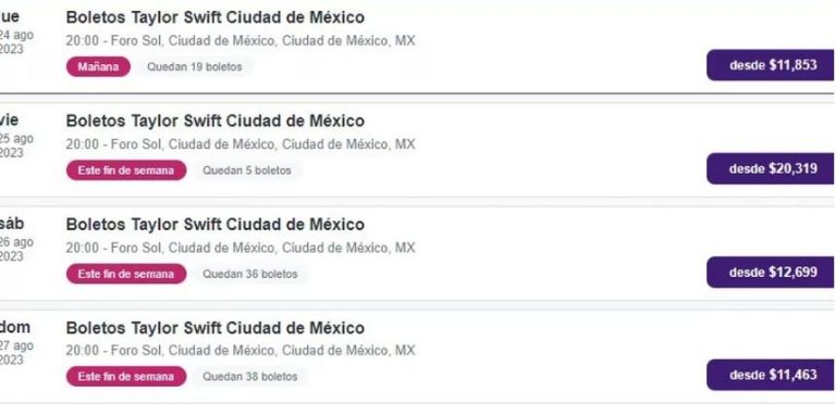 Reventa para concierto de Taylor Swift en StubHub