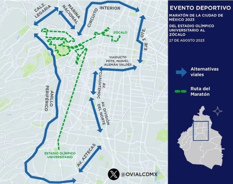 Maratón de la CDMX 2023; calles cerradas