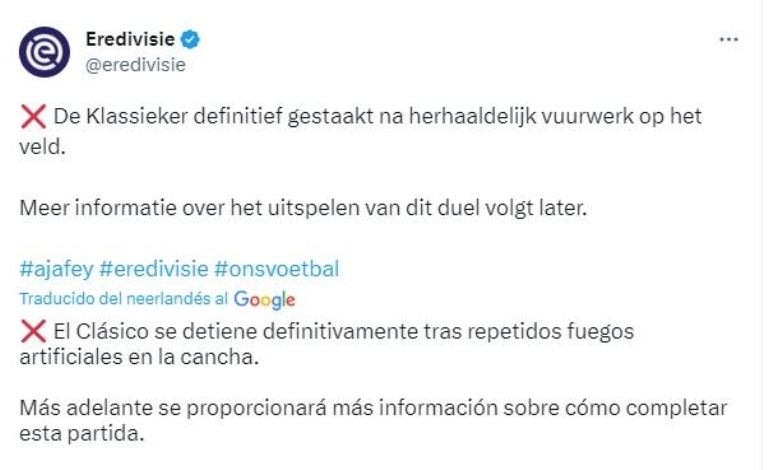 Santiago Giménez marca doblete en el clásico de Países Bajos y el partido es suspendido