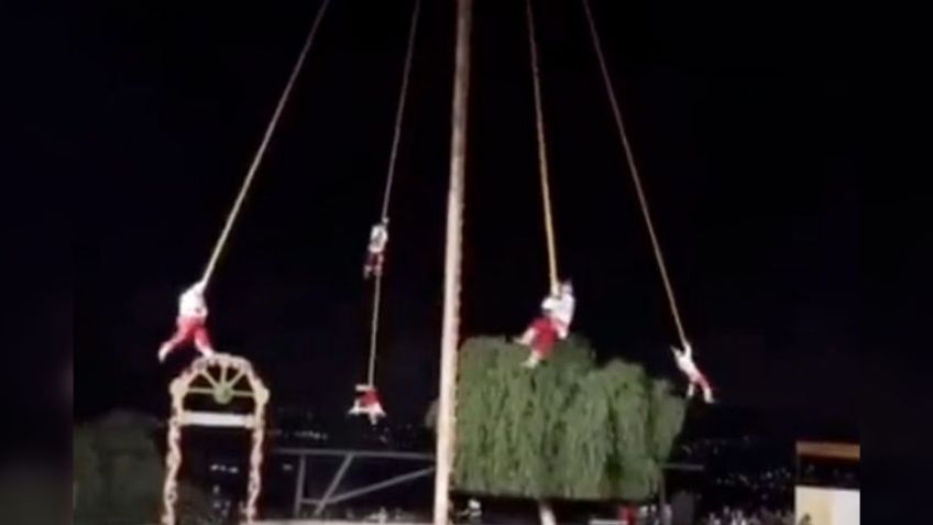 VIDEO: Voladores de Papantla chocan mientras daban espectáculo en Puebla