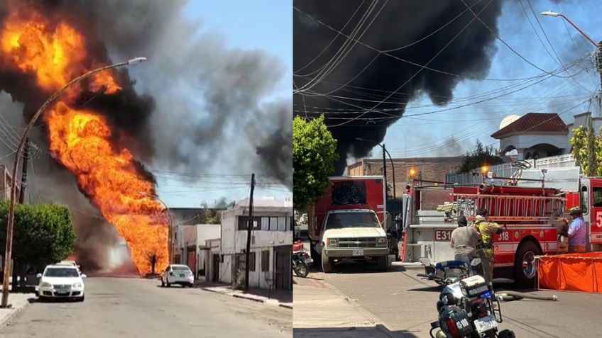 Atienden fuerte incendio en colonia Campestre de Ciudad Obregón; captan explosión en VIDEO