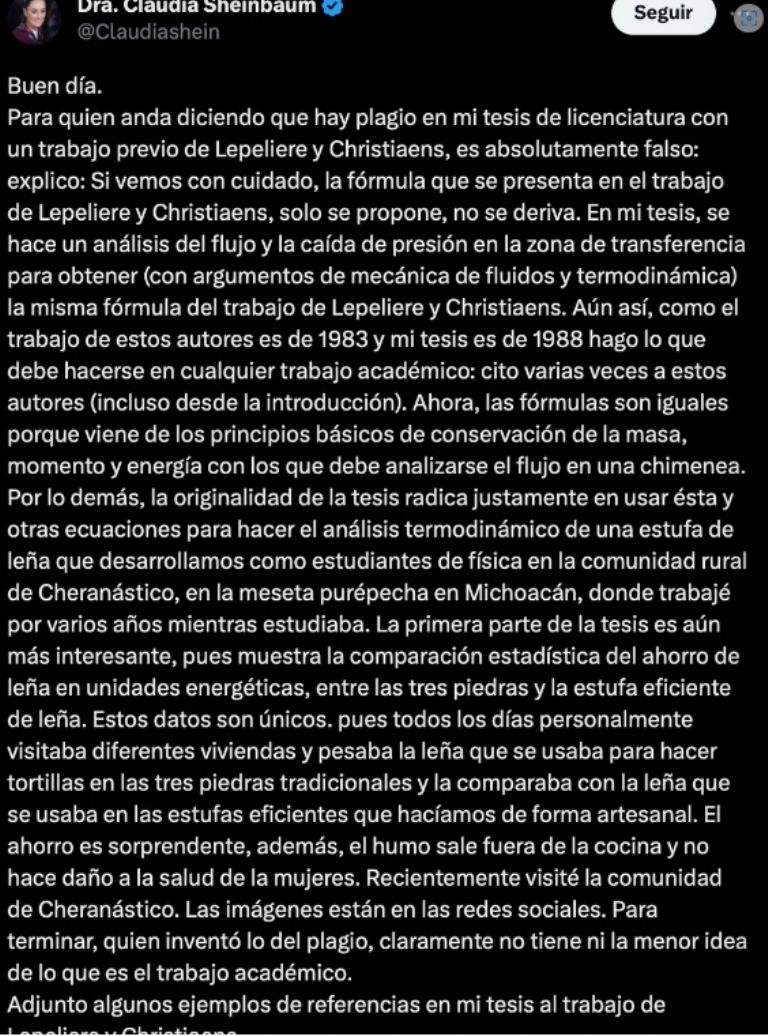 Claudia Sheinbaum defiende su tesis