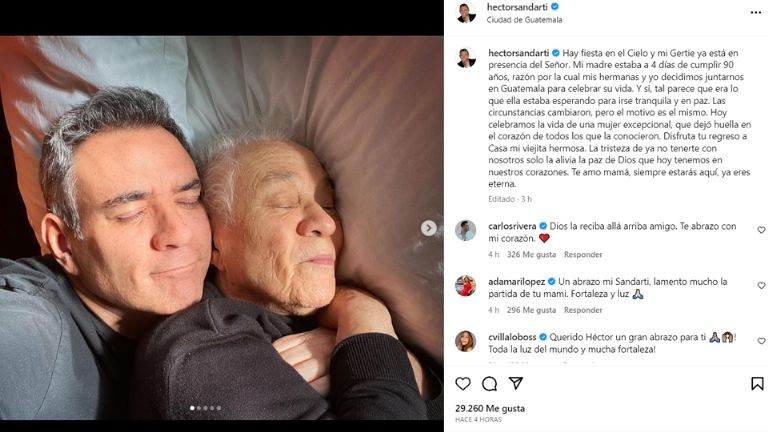 Héctor Sandarti se despide de su madre