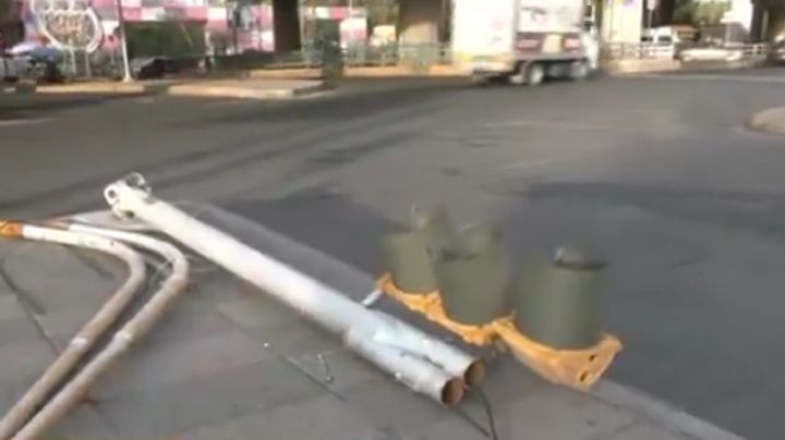 Caos en Periférico: Tractocamión derriba semáforo a la altura de calzada Legaria