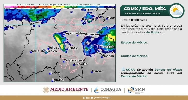 Clima en CDMX hoy 10 de enero