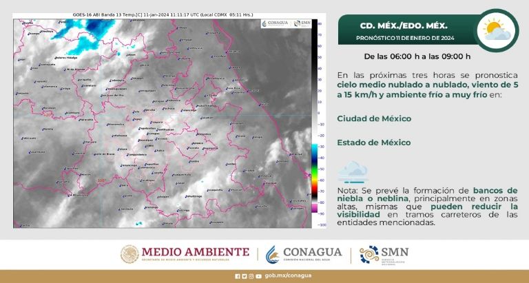 Clima en CDMX hoy 11 de enero