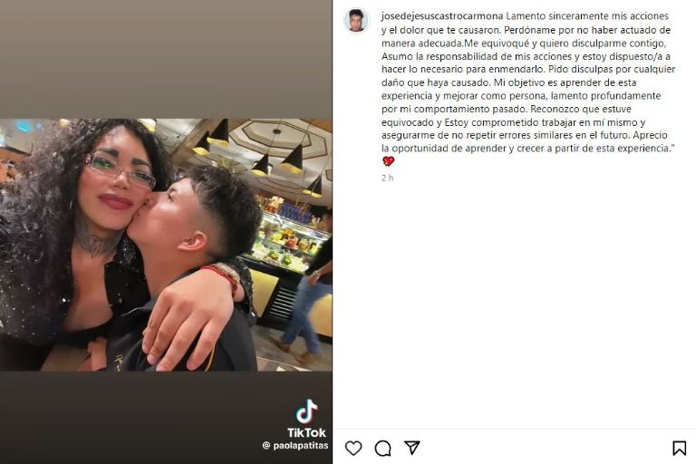 Novio de Paola Suárez se disculpa con polémico mensaje