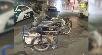 Intentan robar estatuas en Tlatelolco; un sujeto es capturado en pleno acto de desmontaje