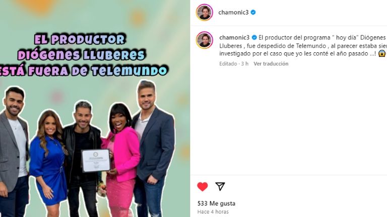 Dio Lluberes habría sido despedido de Telemundo