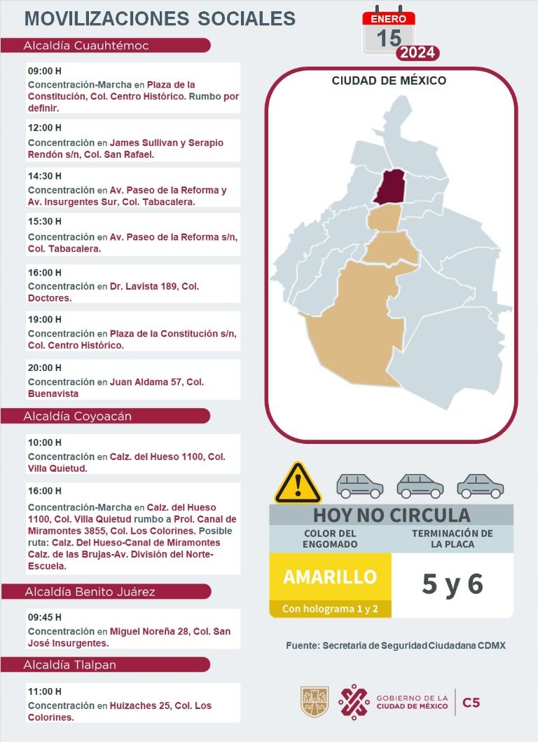Tráfico en CDMX hoy 15 de enero