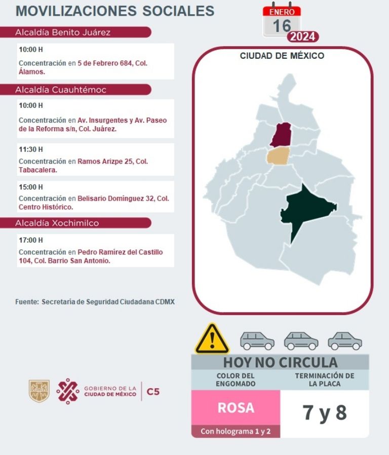 Tráfico en CDMX hoy 16 de enero