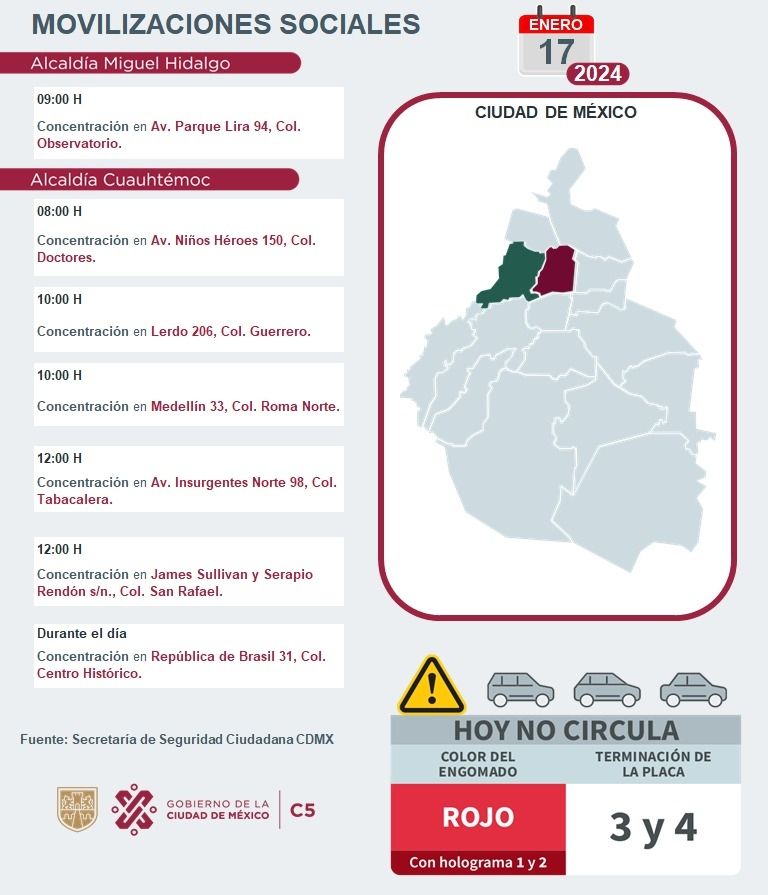 Tráfico en CDMX hoy 17 de enero