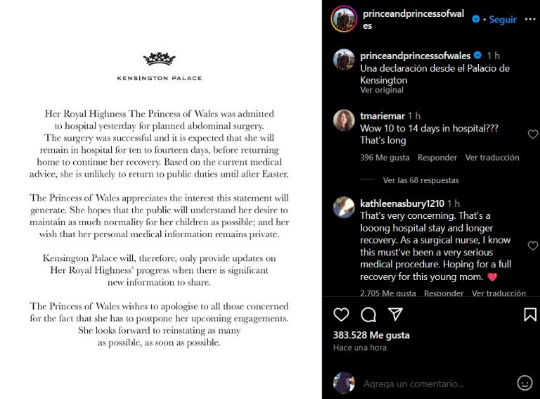 Kate Middleton es hospitalizada