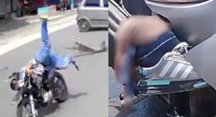 VIDEO: Joven motociclista pierde la pierna al chocar con un auto