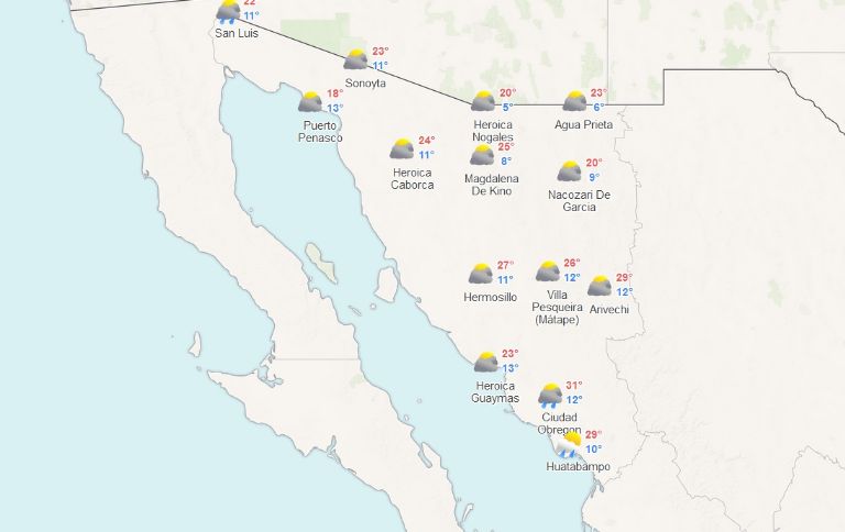 Clima en Sonora para hoy, 20 de enero