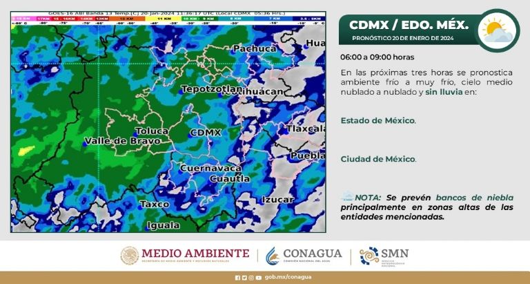 Clima en CDMX hoy 20 de enero