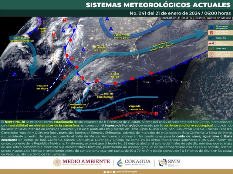 Pronóstico del clima para hoy, domingo 21 de enero. Foto: Conagua