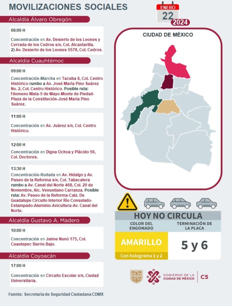 Tráfico en CDMX hoy 22 de enero