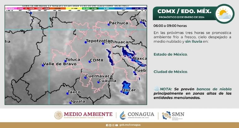 Clima en CDMX hoy 22 de enero