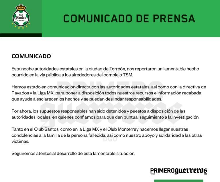 Tragedia en las Afueras del Estadio TSM: Liga MX Confirma Fallecimiento y Detenciones Tras Partido Santos vs. Rayados