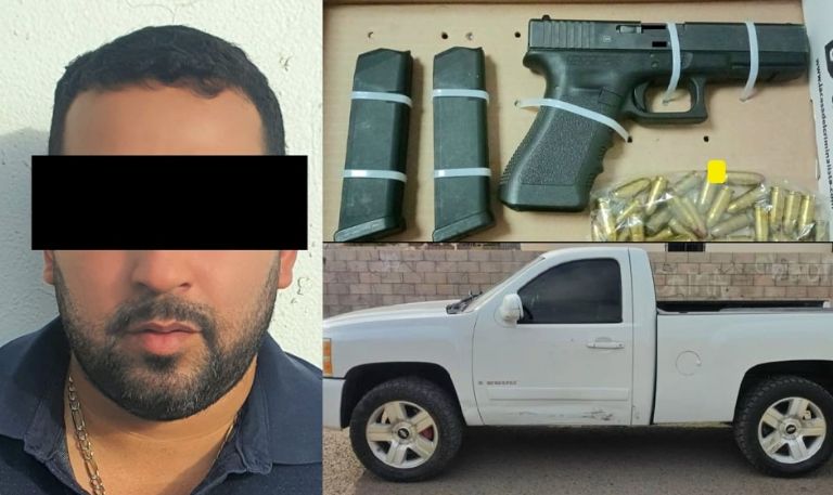 Aseguran a sujeto armado y con camioneta blindada en Ciudad Obregón