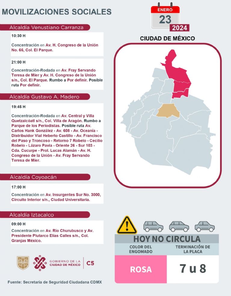 Tráfico en CDMX hoy 23 de enero
