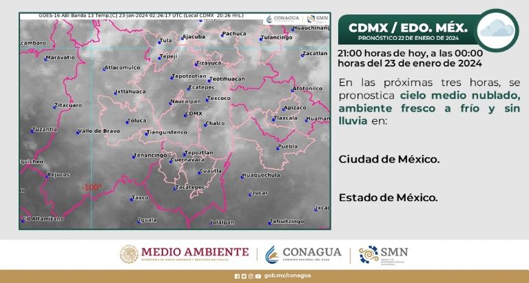 Clima en CDMX hoy 23 de enero