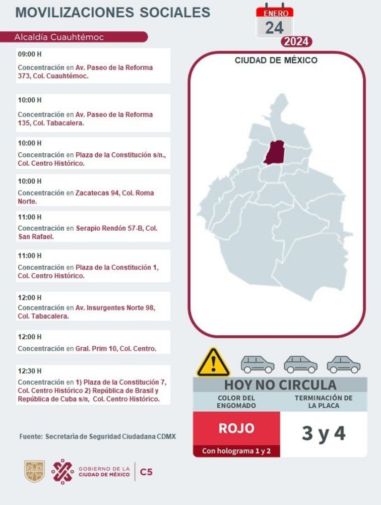 Tráfico en CDMX hoy 24 de enero