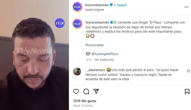 Luis Ángel El Flaco anunció su retiro del alcohol